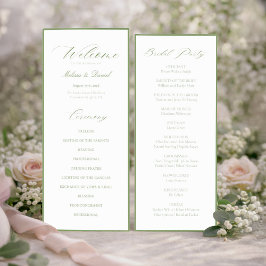 Elegant Sage Green Botanical Wedding  Program