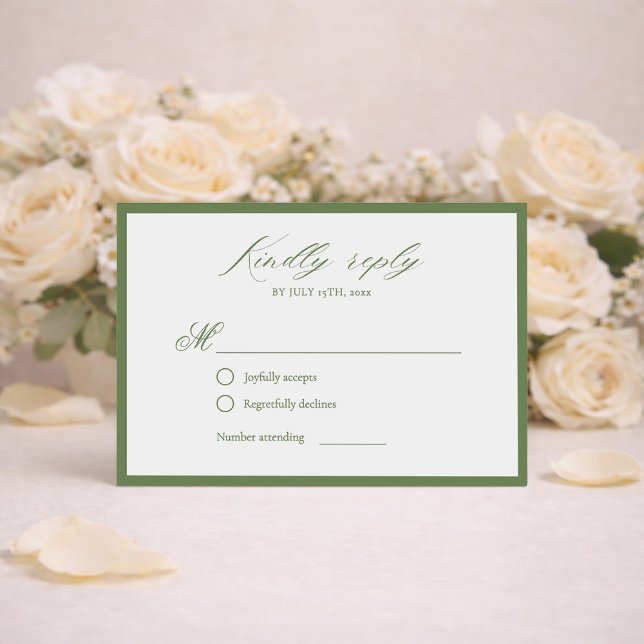 Elegant Sage Green Botanical Wedding RSVP Card OSA Kort (Skapare uppladdad)