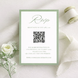Elegant Sage Green Botanical Wedding RSVP Card OSA Kort