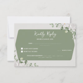 Elegant Sage Green Botanical White Floral Wedding OSA Kort