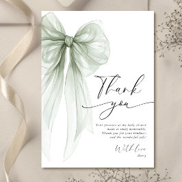 Elegant Sage Green Bow Baby Shower Tack Kort