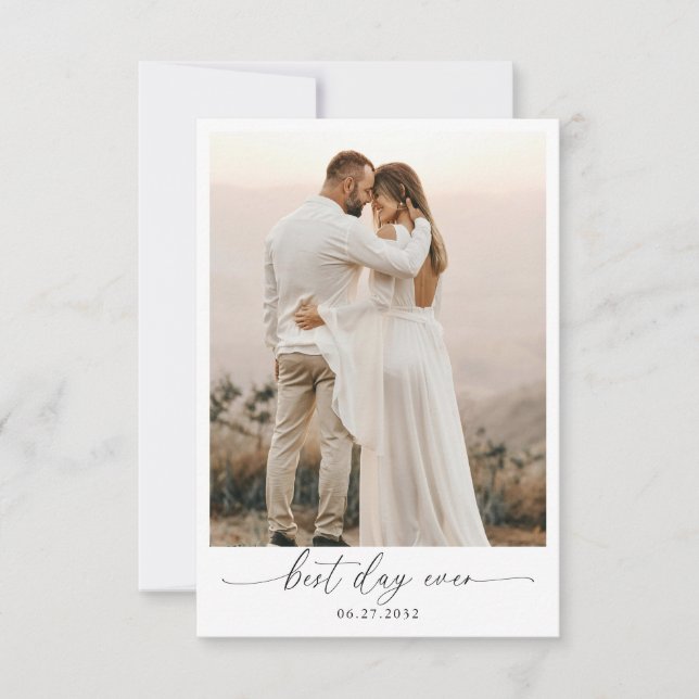  Elegant Sage Green Bow Monogram Photo Wedding Tack Kort (Framsida)