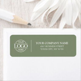 Elegant Sage Green Business Logo Return Address Returadress Etikett
