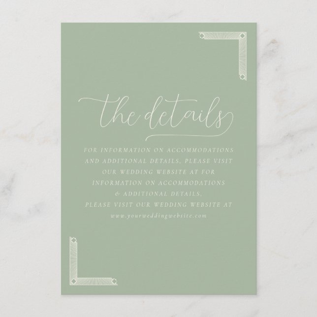 Elegant Sage Green Calligraphy Tilläggskort (Framsida)