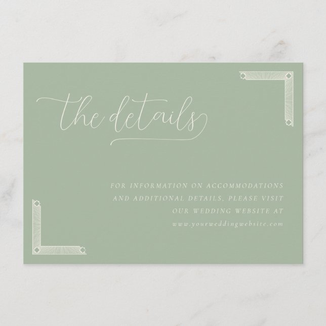 Elegant Sage Green Calligraphy Tilläggskort (Framsida)