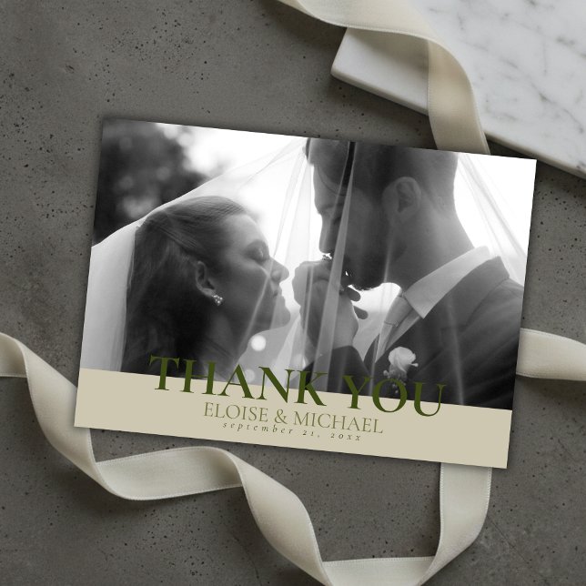 Elegant Sage Green Crest Monogram Wedding Tack Kort (Elegant Sage Green Crest Monogram Wedding Thank You Card)