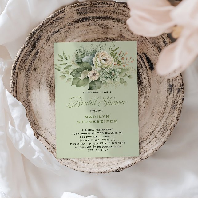 Elegant Sage Green Eucalyptus Bridal Shower | Inbjudningar (Skapare uppladdad)