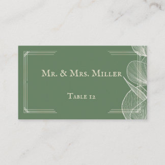 Elegant Sage Green Eucalyptus Wedding Folded Place Placeringskort