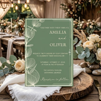 Elegant Sage Green Eucalyptus Wedding Invitation Inbjudningar