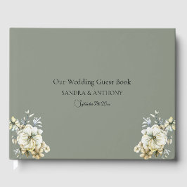 Elegant Sage Green Floral Wedding Guest Book Gästböcker