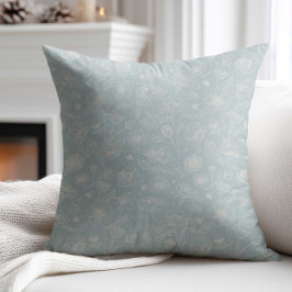 Elegant Sage Green Flower Throw Kudde