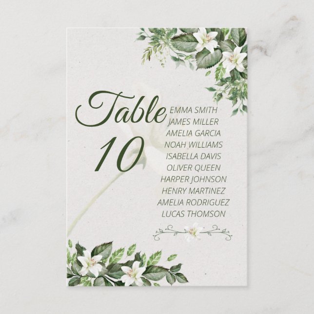 Elegant Sage Green Foliage Table Number with Guest (Framsida)