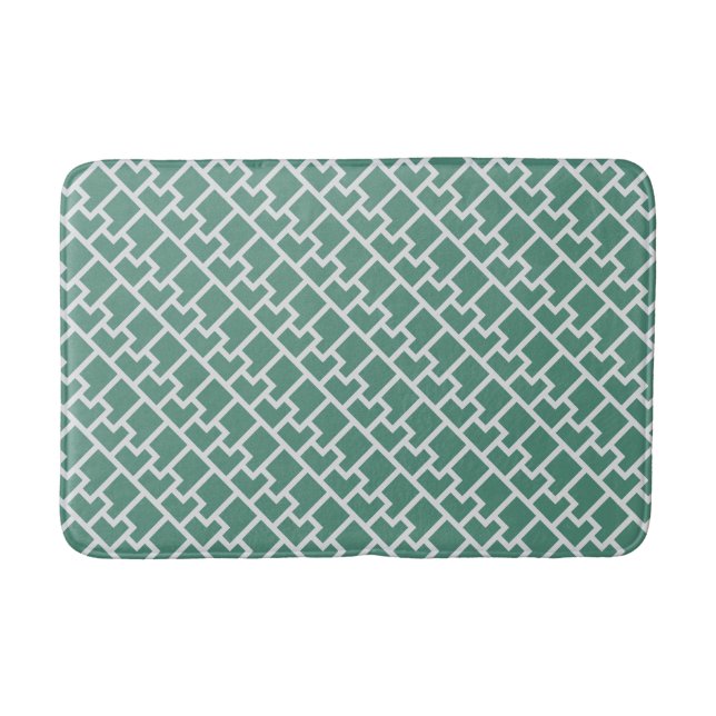 Elegant Sage Green Geometric Pattern Badrumsmatta (Framsidan)