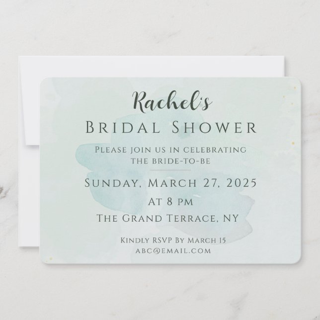 Elegant Sage Green Gold Bridal Shower Invitation Inbjudningar (Framsida)