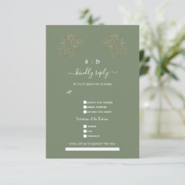 Elegant Sage Green Gold Song Request Wedding  OSA Kort