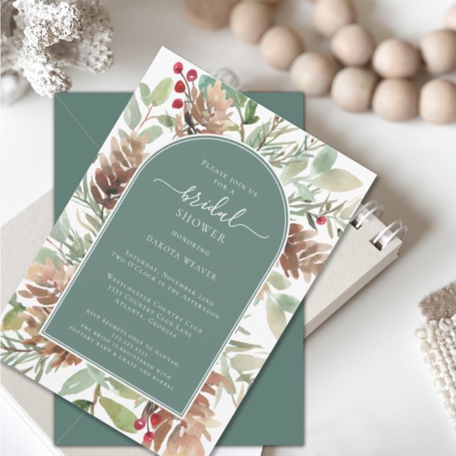 Elegant Sage Green Greenery Bridal Shower Inbjudningar (Skapare uppladdad)