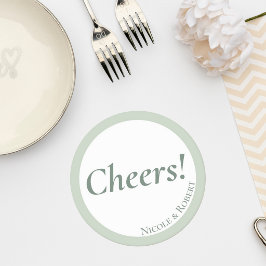 Elegant Sage Green Minimalist Wedding Coaster Underlägg Papper Rund