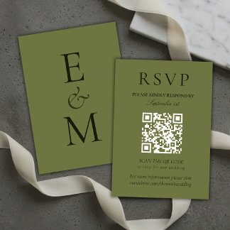 Elegant Sage Green Minimalist Wedding QR Code OSA Kort