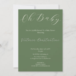 Elegant Sage Green Oh Baby Shower Invitation Inbjudningar