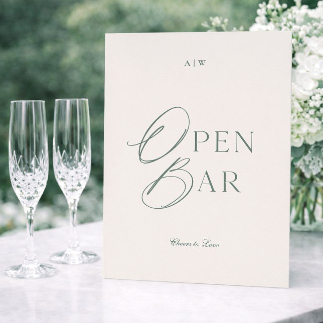 Elegant Sage Green Open Bar Sign Inbjudningar (Skapare uppladdad)