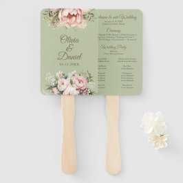 Elegant Sage Green Peony Floral Wedding Program
