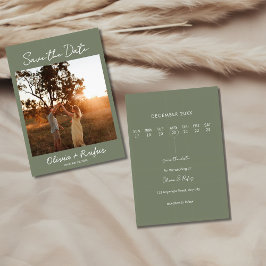 Elegant Sage Green Photo Save the Date Card Spara Datumet