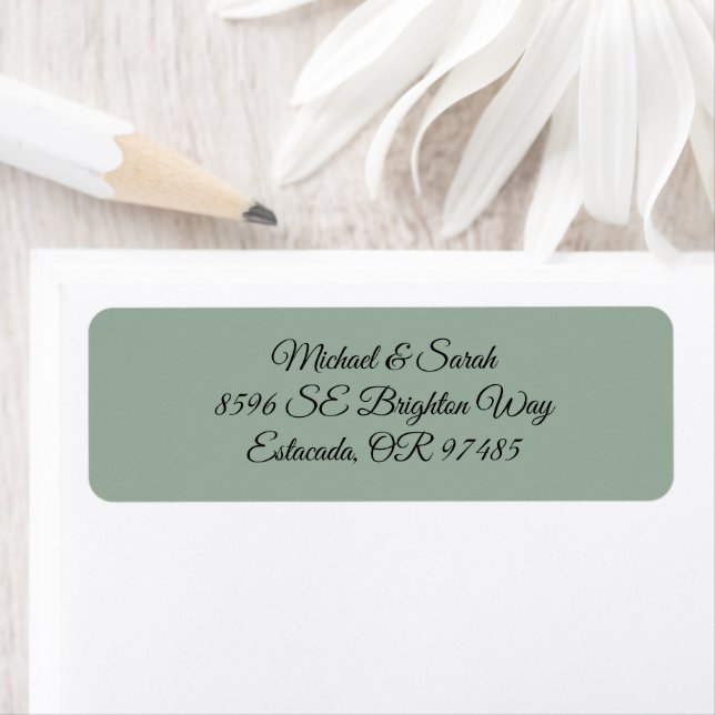 Elegant Sage Green Return Address Returadress Etikett (Insitu)