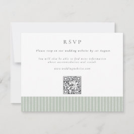 Elegant Sage Green Stripes QR Code Wedding OSA Kort