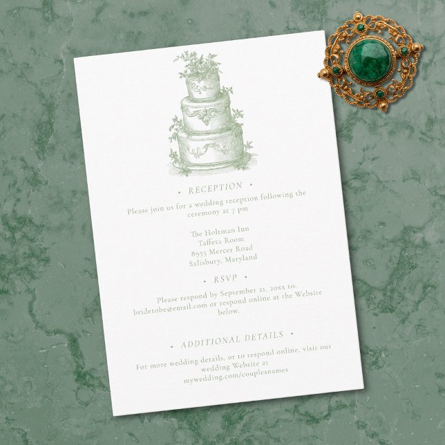 Elegant Sage Green Toile French Manor Wedding Tilläggskort (Elegant Sage Green Toile French Manor Wedding Enclosure Card)