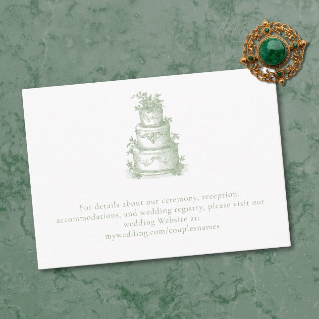 Elegant Sage Green Toile French Manor Wedding  Tilläggskort (Elegant Sage Green Toile French Manor Wedding Enclosure Card)