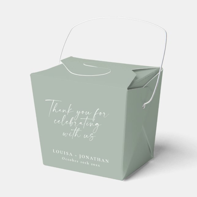 Elegant Sage Green Trendy Script Custom Thank You Presentaskar (Framsidan Sidan)