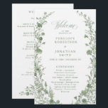 Elegant Sage Green Vintage Floral Wedding Program<br><div class="desc">This elegant botanical wedding program card features graceful wildflower foliage in soft sage green tones, framing a classic and refined layout. Designed to guide guests through the ceremony with style, it blends vintage charm with a fresh, trendy look. Perfect for spring, garden, or outdoor weddings, this fully customizable program coordinates...</div>