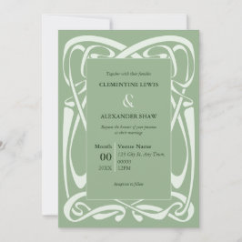 Elegant Sage Green Vintage Ribbon Inbjudningar
