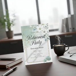 Elegant Sage Green Watercolor Floral Retirement Pa Inbjudningar