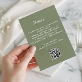 Elegant Sage Green Wedding Details Enclosure Card Tilläggskort