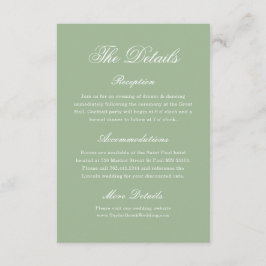 Elegant Sage Green Wedding Details Tradition Tilläggskort