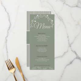 Elegant Sage Green Wedding Menu Card Meny