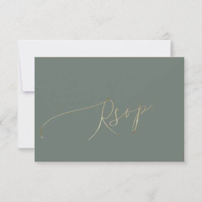 Elegant Sage Green Wedding RSVP OSA Kort (Framsida)