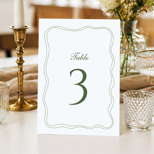 Elegant Sage Green Wedding Table Number Inbjudningar (Skapare uppladdad)