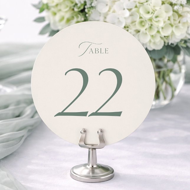 Elegant Sage Green Wedding Table Numbers 20–29 Tack Kort (Skapare uppladdad)