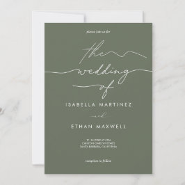Elegant Sage Green & White Modern Script Wedding Inbjudningar