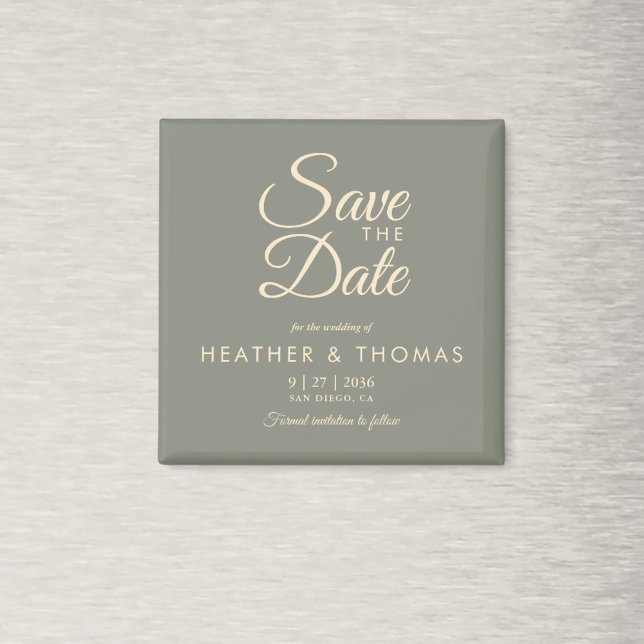 Elegant Sage Green Yellow Save The Date Magnet (Skapare uppladdad)