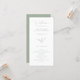 Elegant Sage Greenery Boho Blommigt Bröllopsprogra