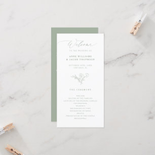 Elegant Sage Greenery Boho Blommigt Bröllopsprogra