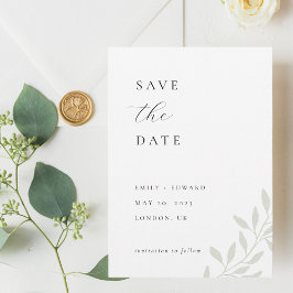 Elegant Sage Greenery Bröllop Photo Save Date Spara Datumet