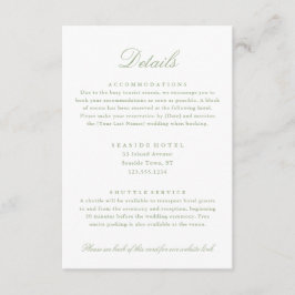 Elegant Sage Grön Bröllopsdetaljer Hotell Info QR Tilläggskort