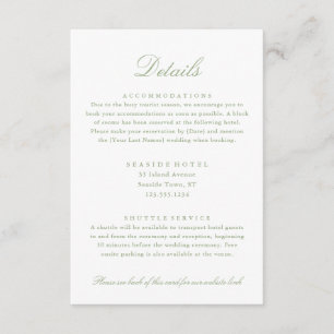 Elegant Sage Grön Bröllopsdetaljer Hotell Info QR Tilläggskort