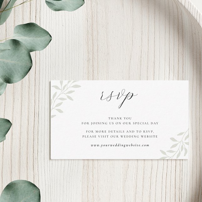 Elegant Sage Grönska Bröllopswebbplats RSVP Tilläggskort (Skapare uppladdad)