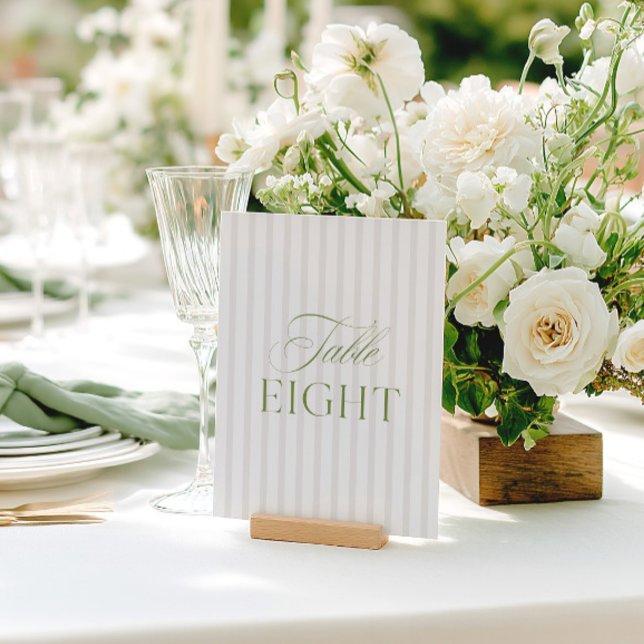 Elegant Sage Grönt & Beige Bröllop Bordsnummer (Elegant Sage Green & Beige Wedding Table Number)