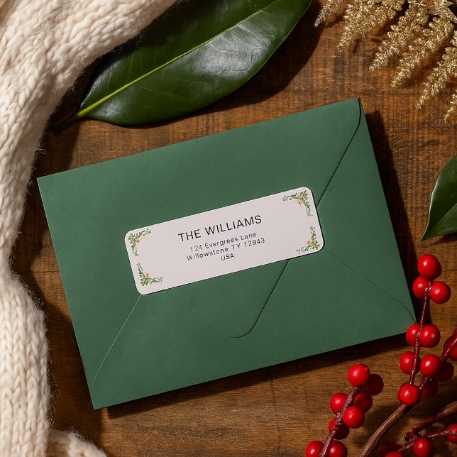 Elegant Sage Grönt Blommigt Anpassningsbar Family Returadress Etikett (Skapare uppladdad)
